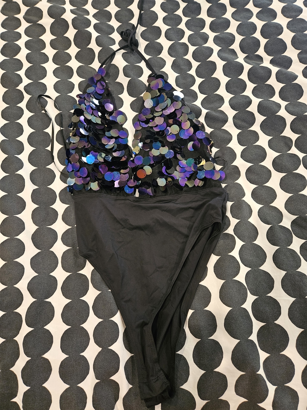 Black Iridescent Sequin Bodysuit